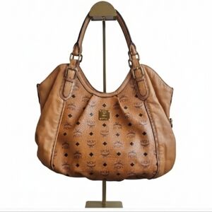 MCM HANDLE BAG VISETOS HOBO / CALF LEATHER COGNAC